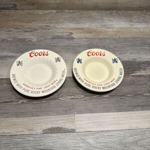 Coors America's Fine Light Beer Vintage Ceramic Ashtray Bar. - Lot of 2
